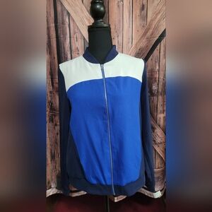 NY Collection Women's Color Block Zip-Up Jacket (Medium)